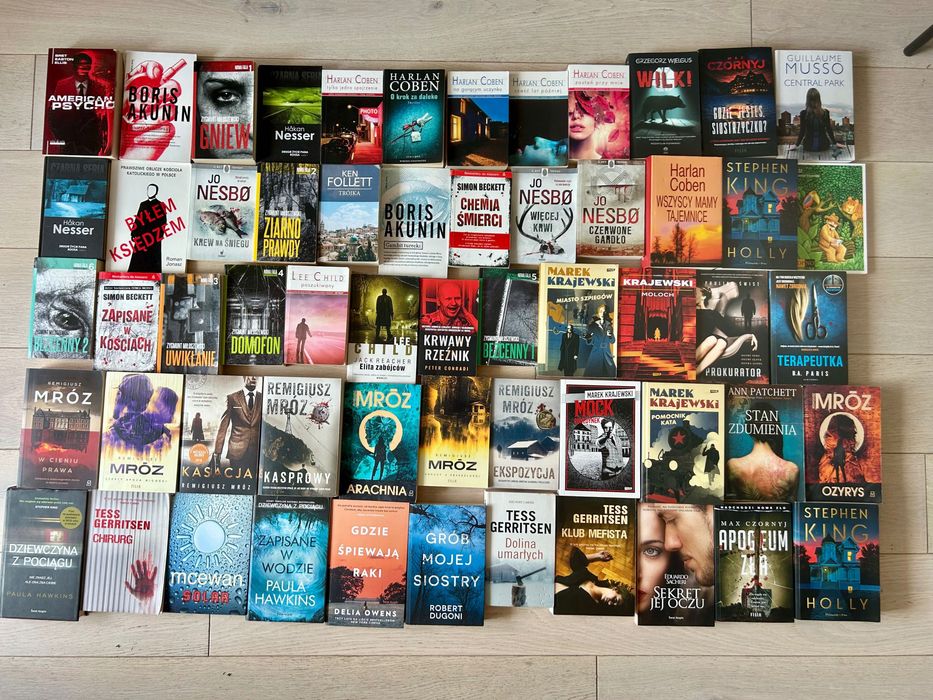 Zestaw kryminałów, 57 sztuk – Mega pakiet / Boks książek (Mróz, King, Coben)