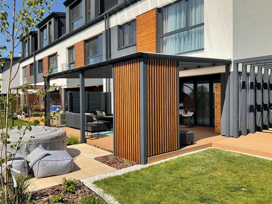 pergola, taras, altana, wiata, drewno BSH, poliwęglan, zadaszenie