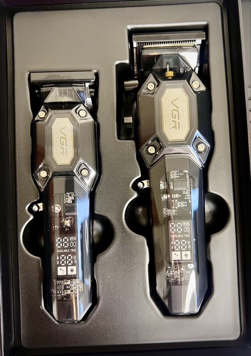 Комплект для стрижки 2 в 1 VGR BLACK (машинка+тример,10 насадок) lux