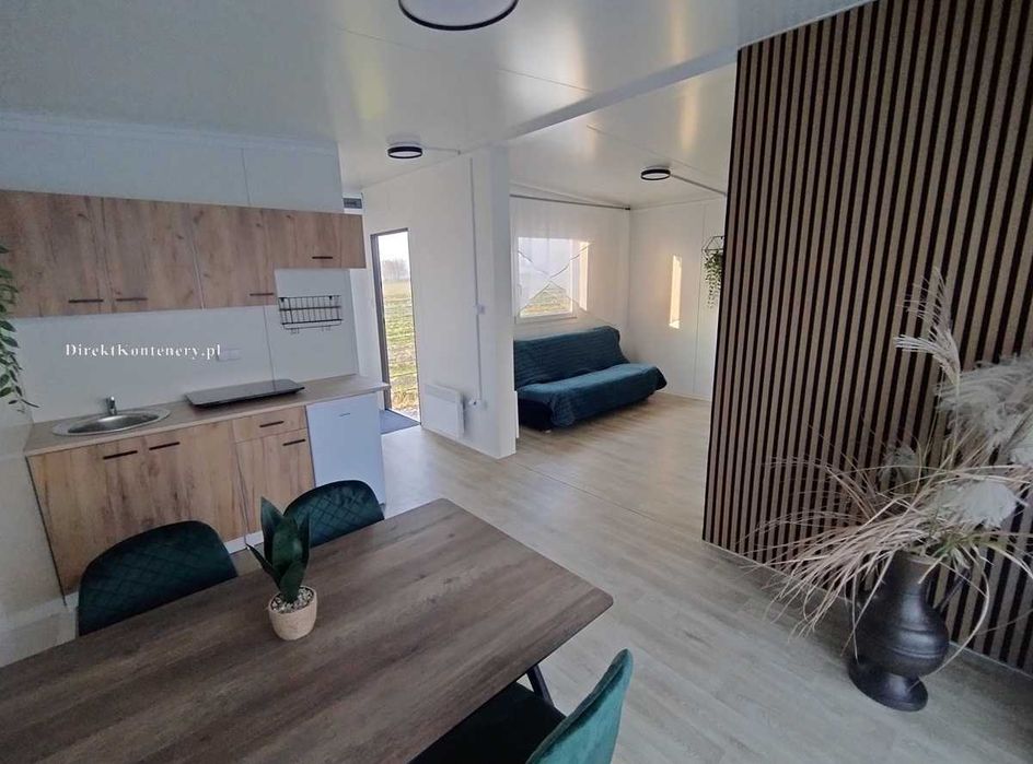 Domek modułowy, całoroczny, letniskowy 35 m2 na zgłoszenie WYPOSAŻONY