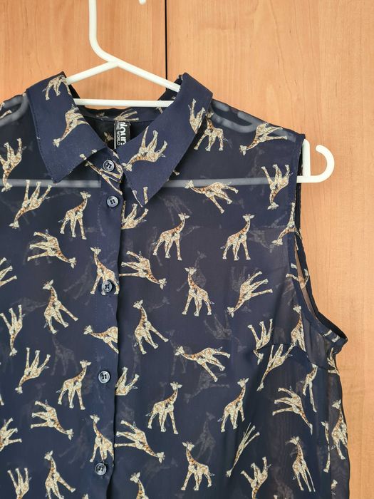 Granatowa koszula bez rękawów Takko Fashion