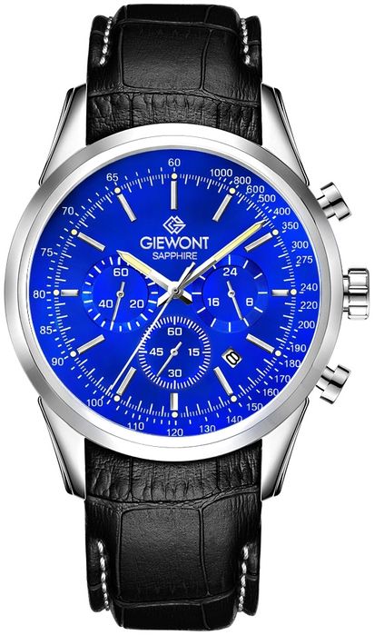 zegarek męski giewont chronograph sapphire srebrno niebieski gw7650-a3
