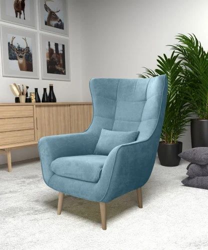 Fotel tapicerowany Donat / Uszak / kolor turkusowy z BRW