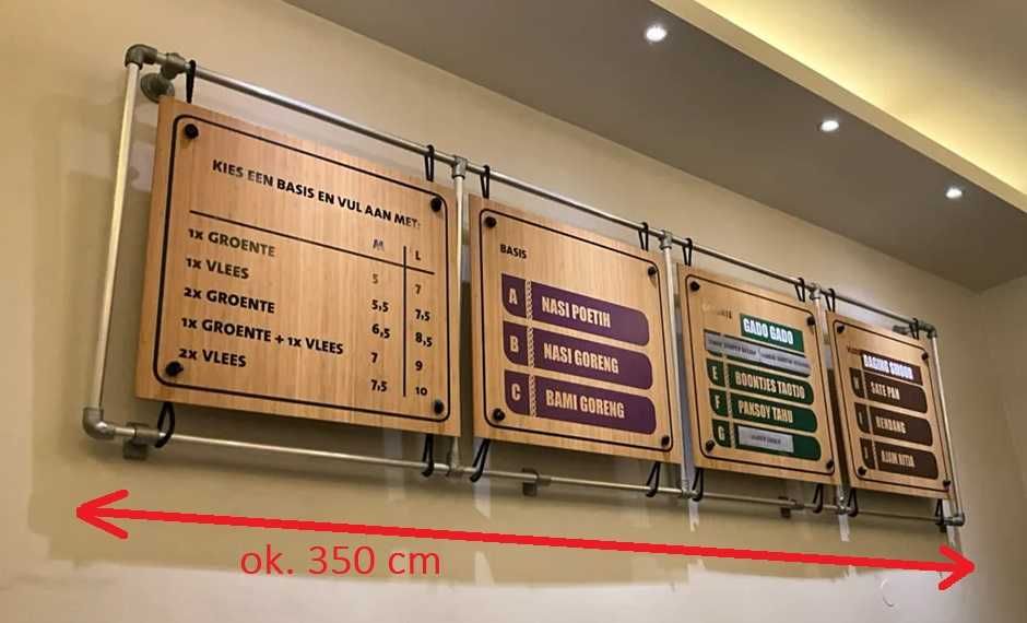 Reklama tablica reklamowa MENU ok. 350 cm długości, solidne mocowania