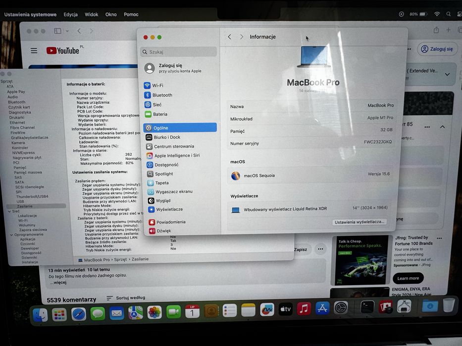 Macbook M1pro 14” 2021 32gb/512gb A2442 Silver