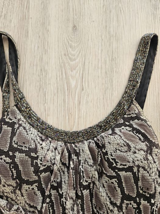 Vestido de alças e missangas em padrão cobra - L