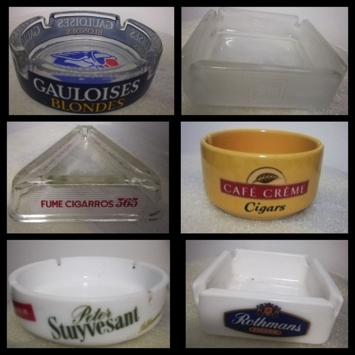 Conjunto de 6 Cinzeiros de diversas marcas de tabaco