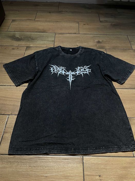 Black Washed Tribal Graphic T-Shirt L