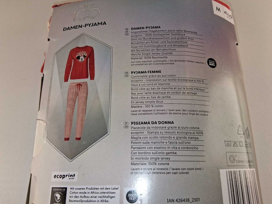 A283 Piżama Damska Disney Myszka Miki Bawełniana M 40/42