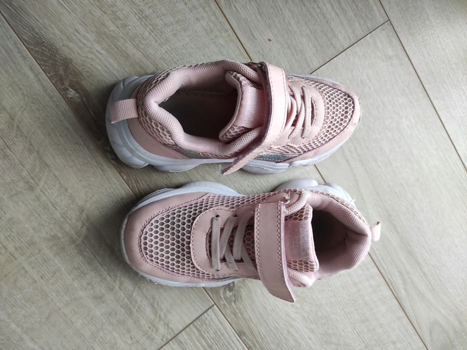 Różowe półbuty wiosenne dla dziewczynki buty na rzepy 31 lekkie