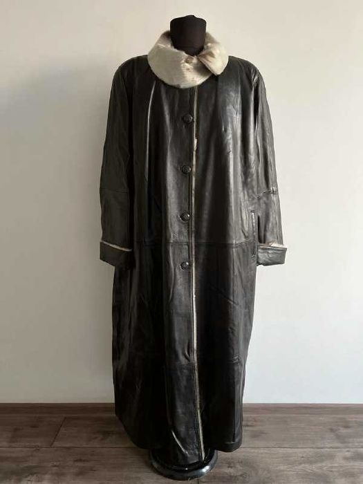 Шкіряне пальто плащ великий розмір 64-66