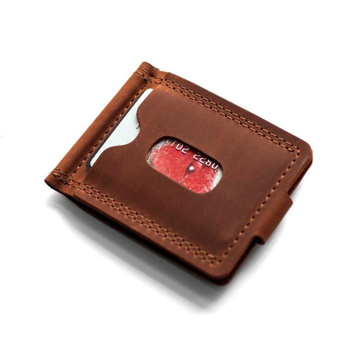 Затискач для грошей із натуральної шкіри Klod коньячний