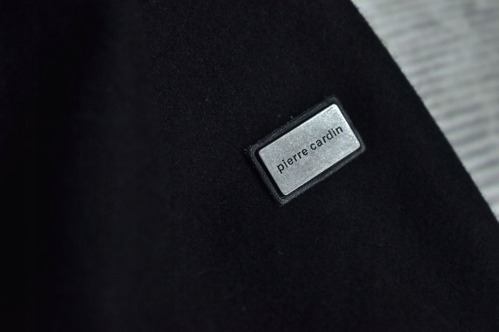 Pierre Cardin Czarny Wełniany Ocieplany Płaszcz Męski 24