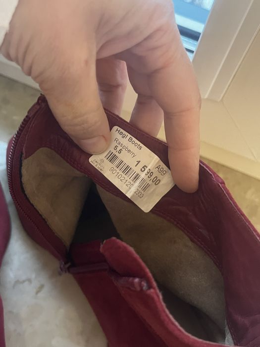 Botki Högl bordowe 38.5 zamszowe