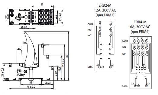 Реле промежуточное ERM4-230AC ETI 2473010