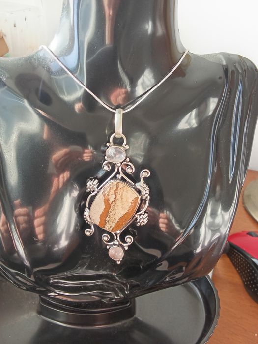 Fio em Prata Handmade com Pingente C/ Jaspe Paisagem