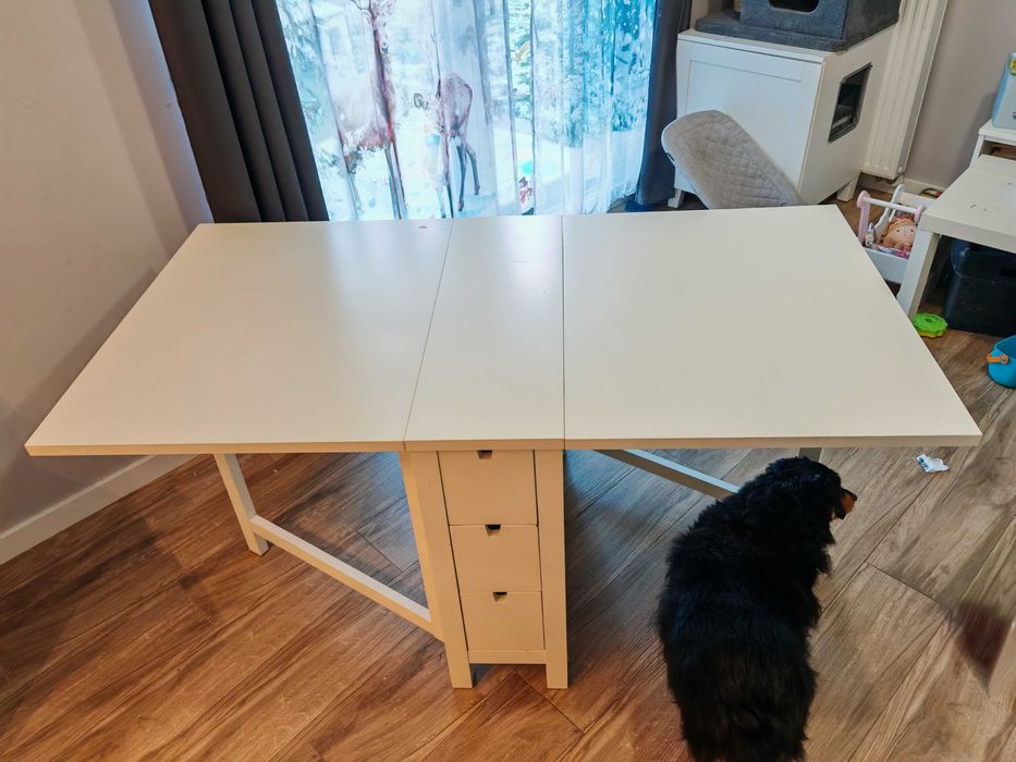 IKEA Stół z opuszczanym blatem NORDEN składany biały