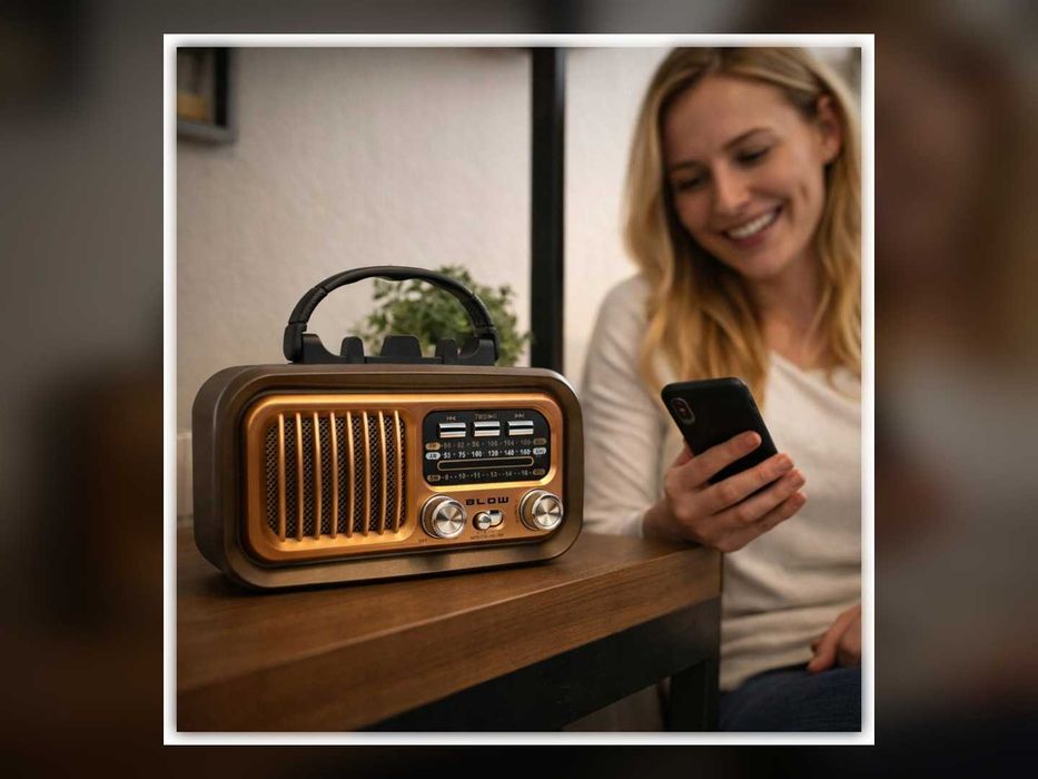 Radio Retro FM AM SW Przenośne Na Baterie i Sieć USB Brązowe