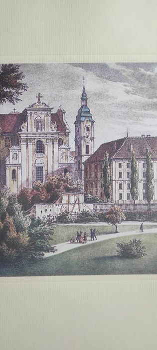 Dawny Poznań Stara litografia Posen Kościół Fara