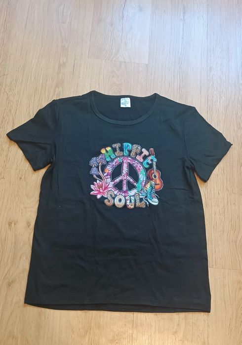 Piękny T-shirt hipisowski-hipie soul,  Peace&Love. Rozmiar M/S. Nowy