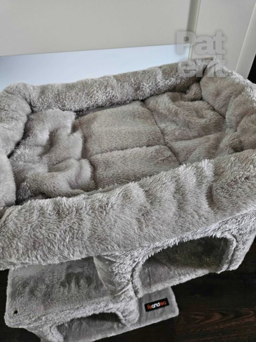 Drapak dla kota kompaktowy 67 cm szary domek słupek legowisko