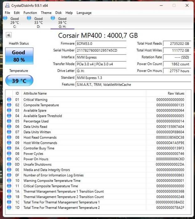 4TB Nvme Corsair MP400