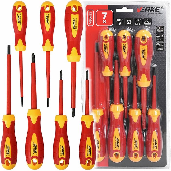Zestaw Wkrętaków Wkrętaki Śrubokręty Izolowane Dla Elektryka 1000v 7 E