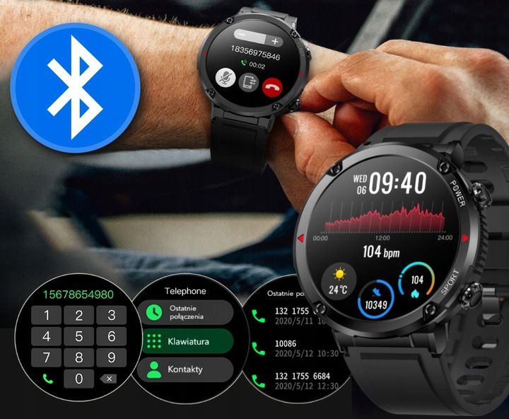Zegarek Męski Smartwatch Rubicon Rozmowy Kroki Sms