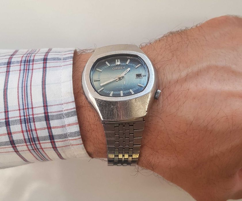 Zegarek nareczny Citizen 6000 Automatic 21 Jewels vintage niebieski bransoleta sr 37mm meski damski unisex