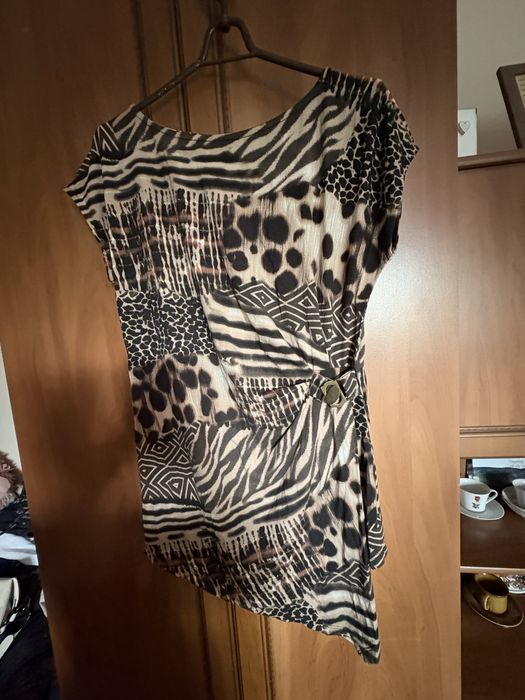 Tunika damska BC Best Connections 36 animal print patchwork asymetryczna