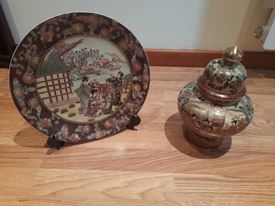 Conjunto louça chinesa pontada à mão