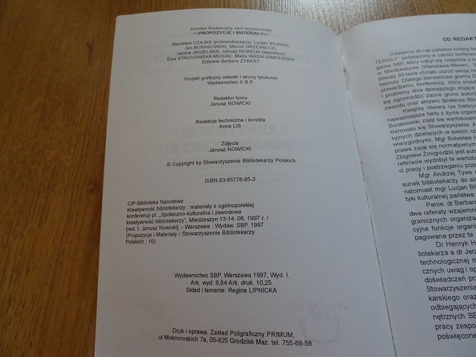 "Kreatywność bibliotekarzy" - materiały z konferencji