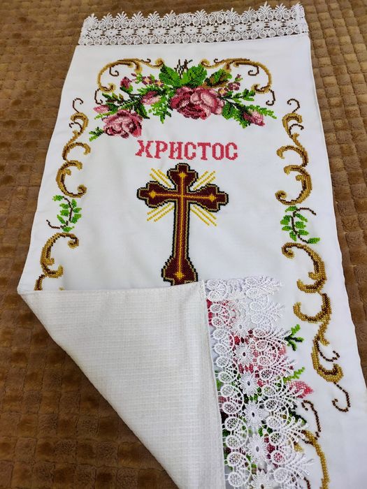 Пасхальний рушник вишитий бісером
