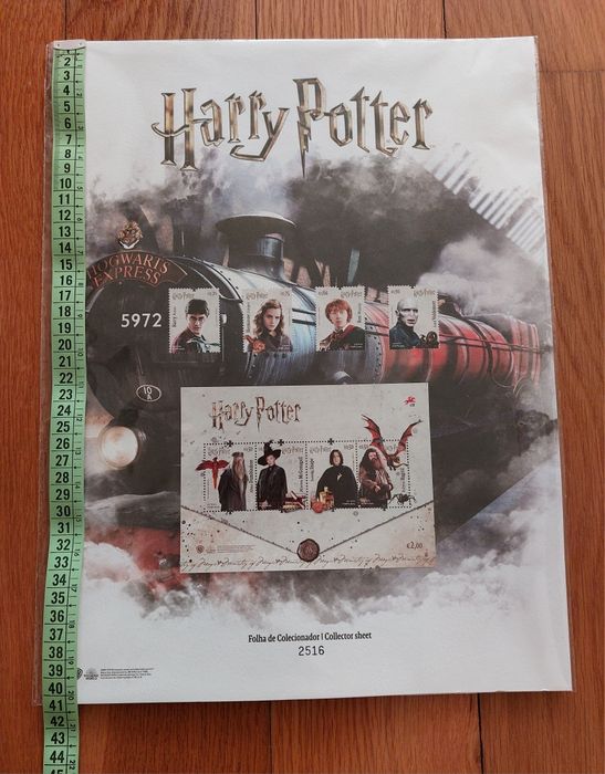 Folha de selos de coleccionador Harry Potter