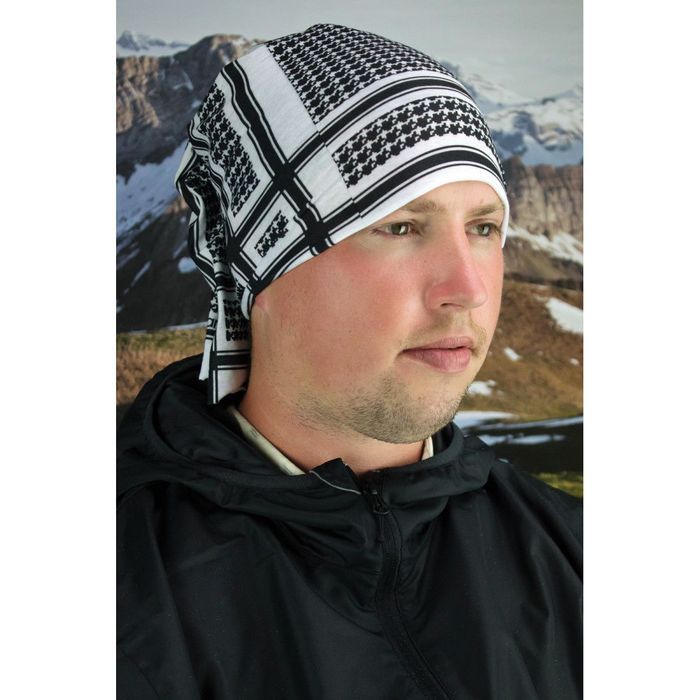 zan headgear motley tube fleece houndstooth black white one size