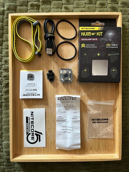 2в1 - Ліхтар налобний + велосипедний маяк Nitecore NU05 KIT V2