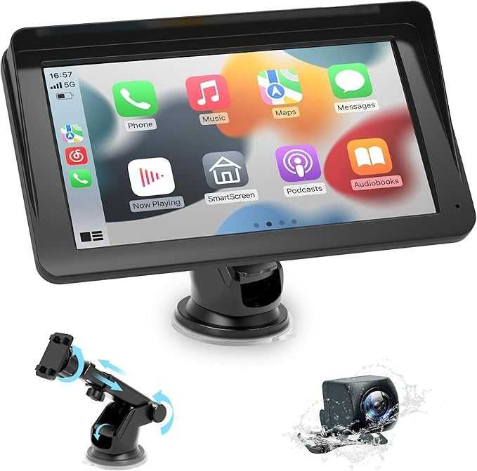 Ecrã Multimédia 7” CarPlay/Android Auto + Câmara de Marcha-Atrás