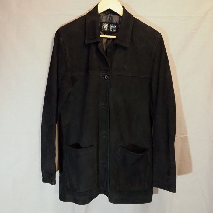 Czarny zamszowy żakiet „vintage” rozm. L/XL