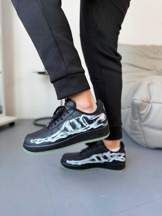 Nike Air Force 1 Low Skeleton QS Black, розміри 38–45