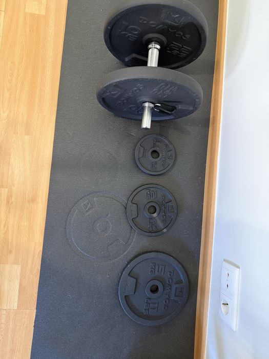 Ginásio em Casa Completo – 80 kg de Pesos, Barra e Halteres