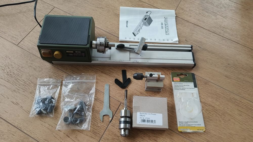 Tokarka do drewna Proxxon DB 250 + dodatki