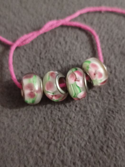 6x nowy charms murano platerowane srebrem