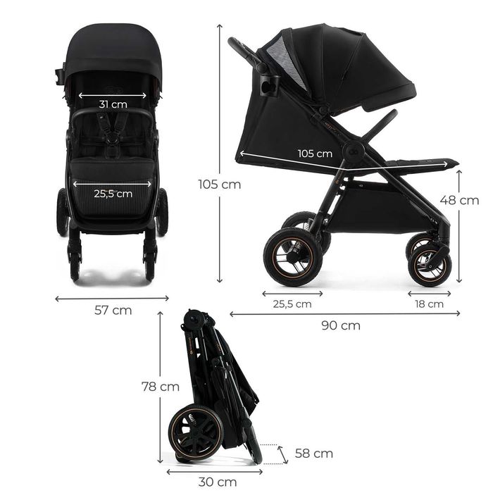 Kinderkraft Mitzy Air Ink Black Wózek Spacerowy Pompowane Koła *NOWE*