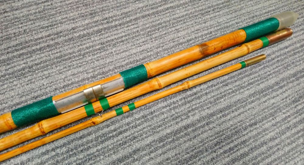 Przepiękna wędka bambusowa odnowiona trzy skladowa 390 cm