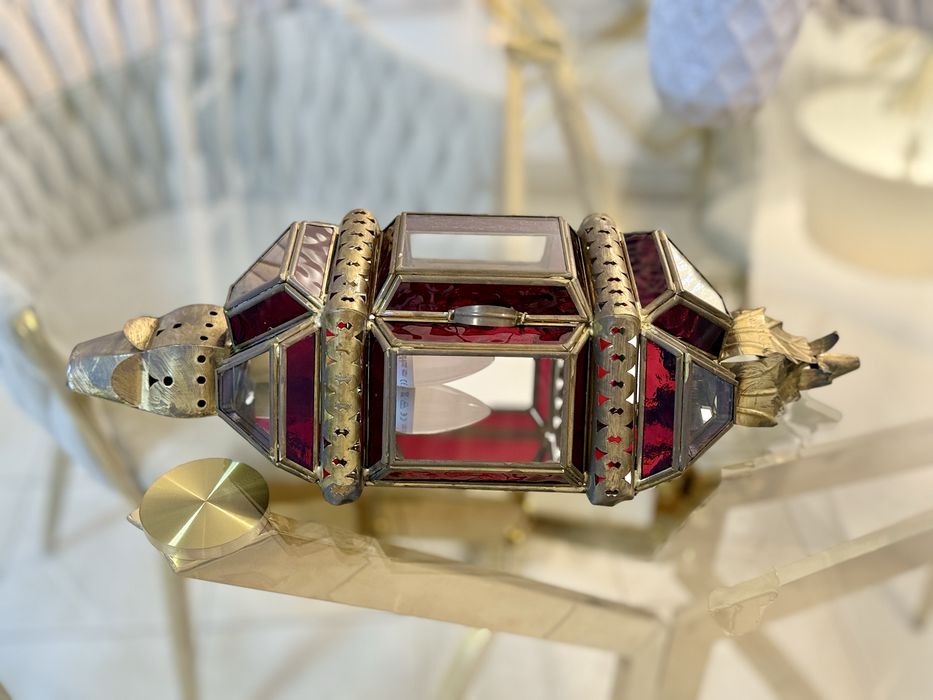 Lâmpadas de Parede Persas , latão dourado e cristal , azul e vermelha!