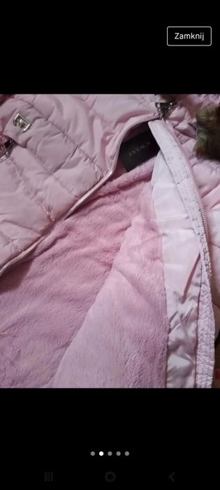Nowa 42 kurtka zimowa pudrowy róż XL