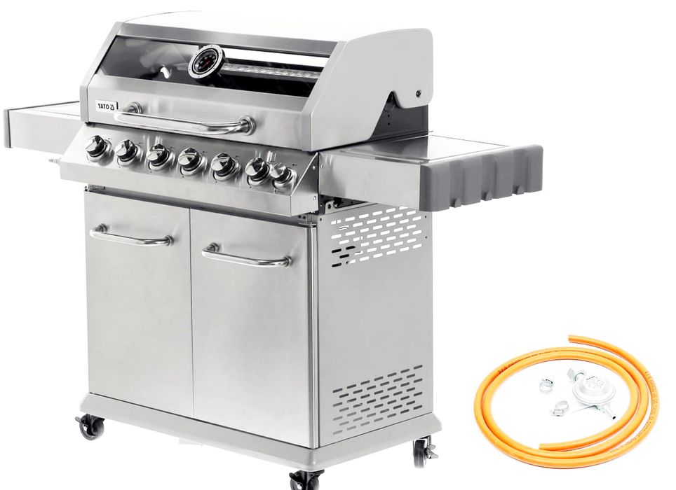 Grill gazowy nierdzewny 6 palnikowy z kuchenką 20,2 kW YG-20016