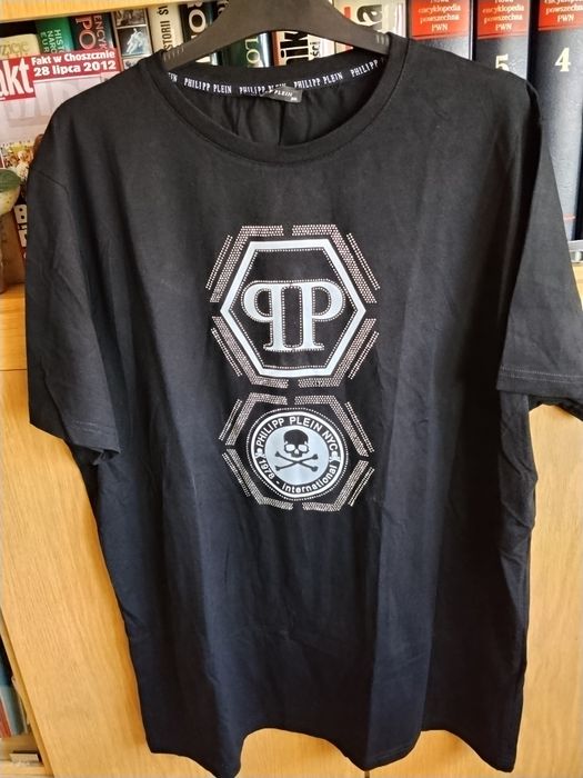 T-shirt Philipp Plein Czarny z Czaszką i Logo Rozmiar 3XL