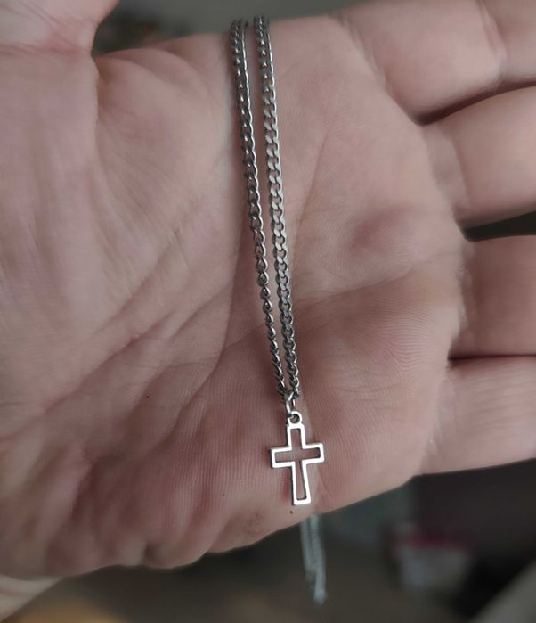 Naszyjnik 50 cm stal szlachetna z krzyżykiem