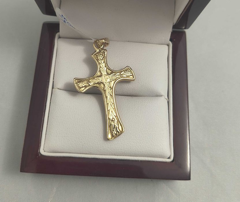 Wyrób jubilerski używana złota zawieszka 585 3,69G KRZYŻ
